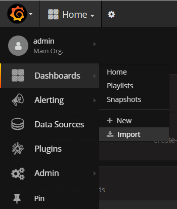 Screenshot of importing dashboards in Prometheus
